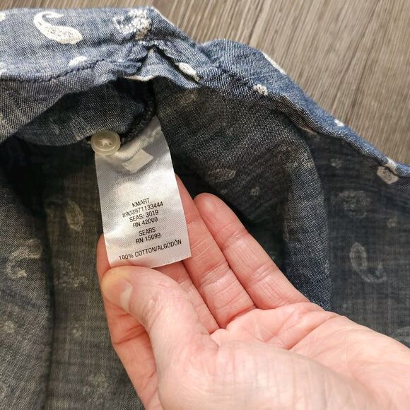 100% Cotton Size M Sleeveless Tank Dress Chambray Paisley Beachy Vacation Boho - Picture 7 of 7